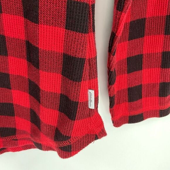 Eddie Bauer Waffle Knit Long Sleeve Jogger Pajama Set Women Small Red Black - Picture 3 of 8